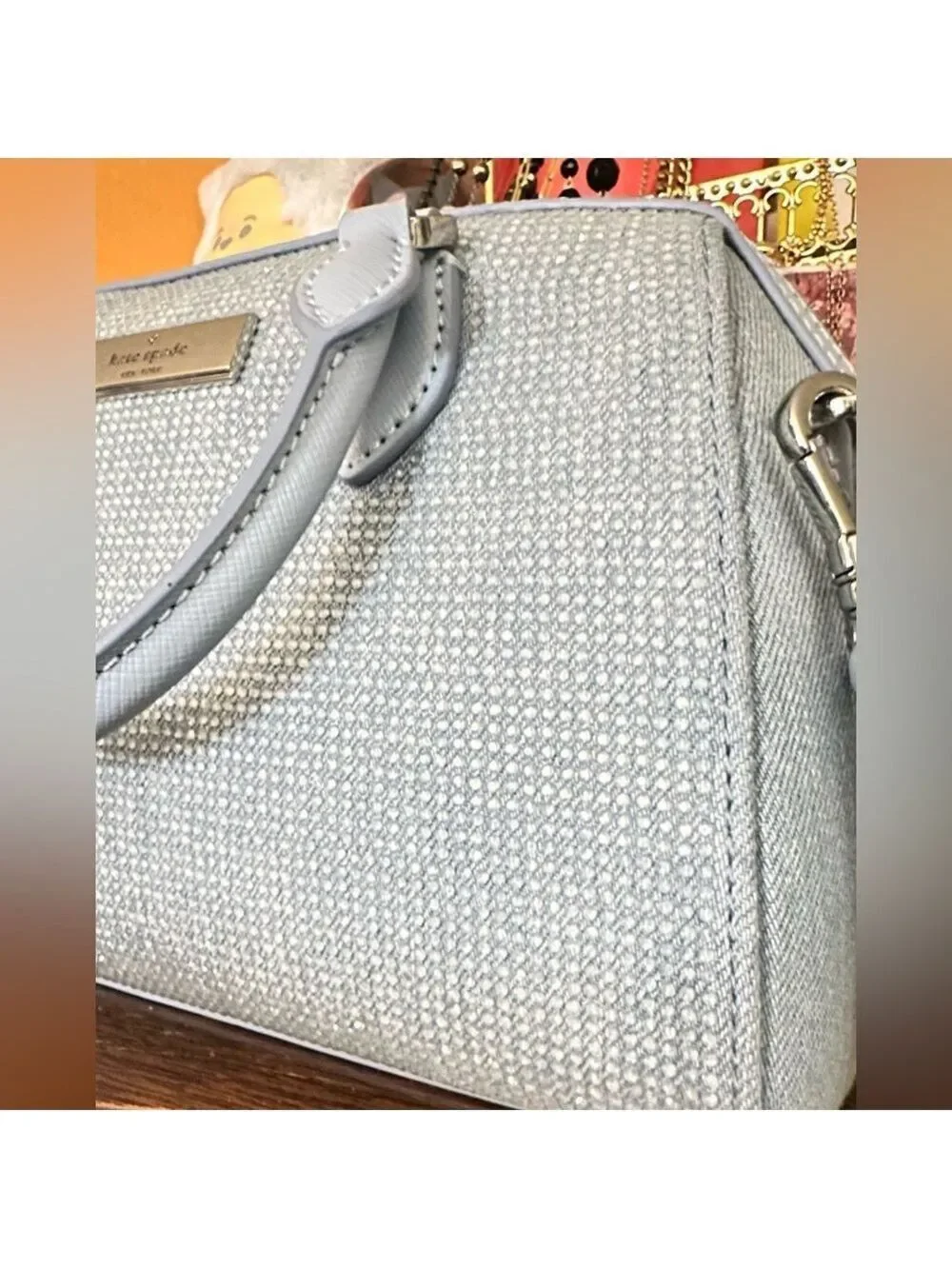 NWT DENIM Kate Spade Blue Studded Madison Satchel